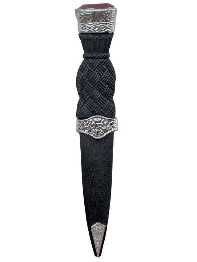 Scottish Sgian Dubh Dagger with Sheath – Traditional Highland Kilt Knife with Decorative Handle & Gemstone Top