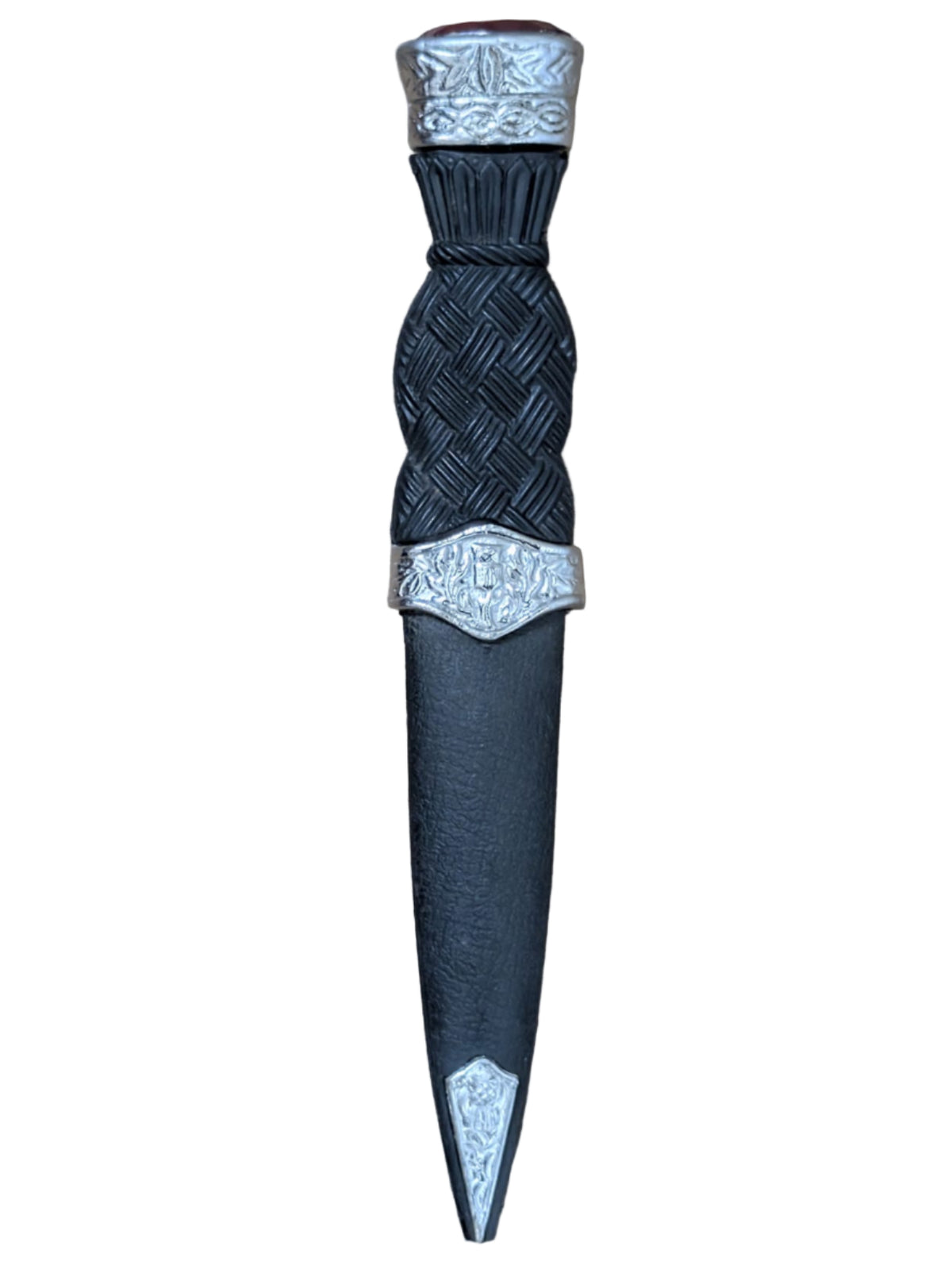 Scottish Sgian Dubh Dagger with Sheath – Traditional Highland Kilt Knife with Decorative Handle & Gemstone Top