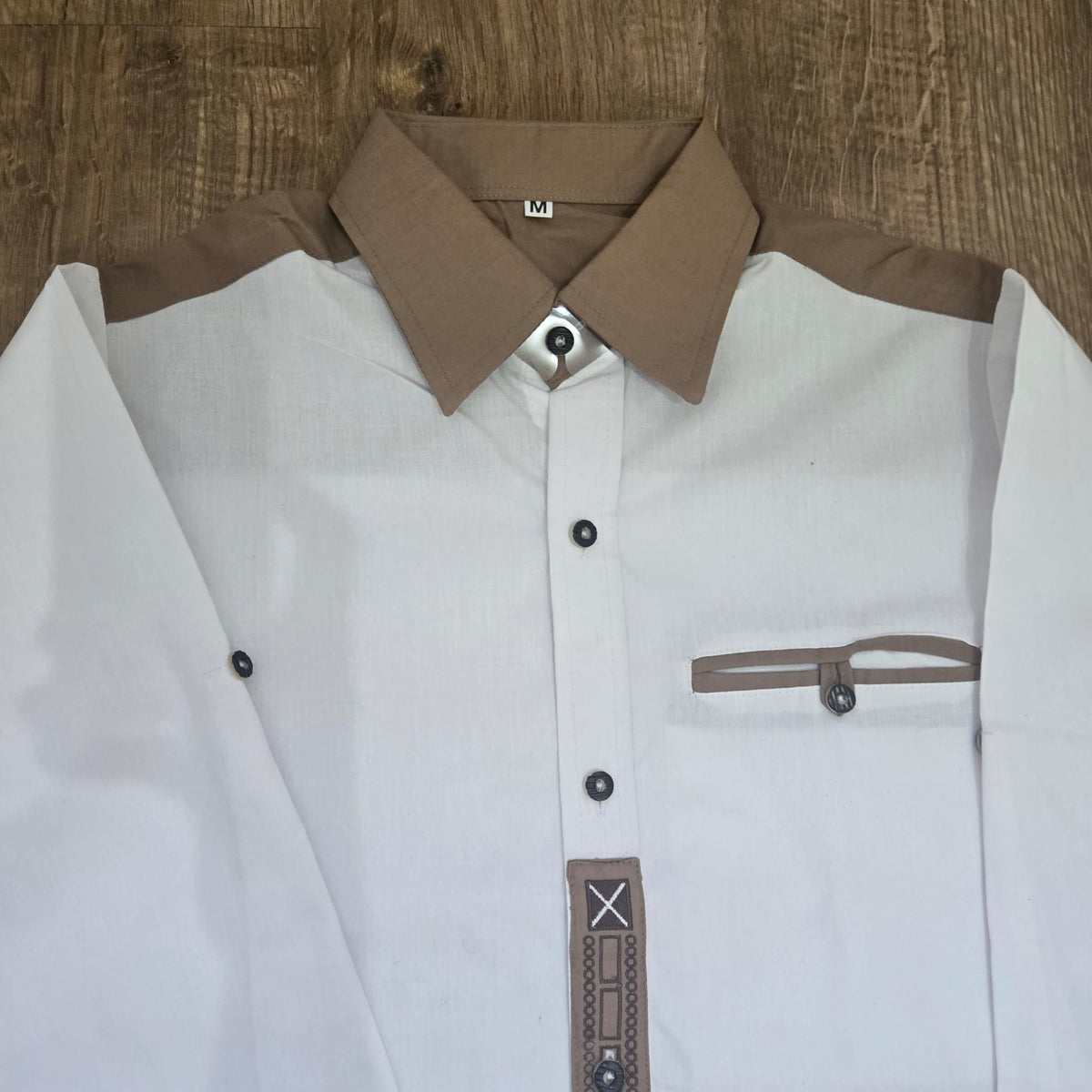 Bavarian Shirt – White Checkered Embroidery Full-Sleeve Men’s Costume