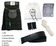 Men’s Scottish Kilt Outfit Set 9 in 1 – Traditional Highland Tartan Kilt, Sporran, Belt & Accessories (UK Stock)