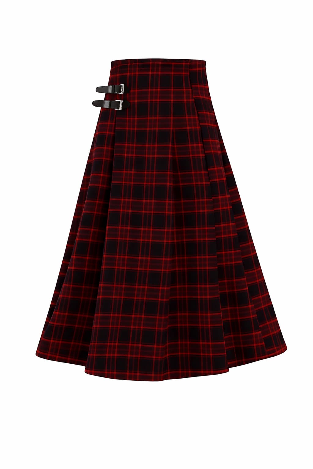 Womens Red Plaid Wool Blend Long Skirt High Waist A Line Gothic Autumn Winter Skirt