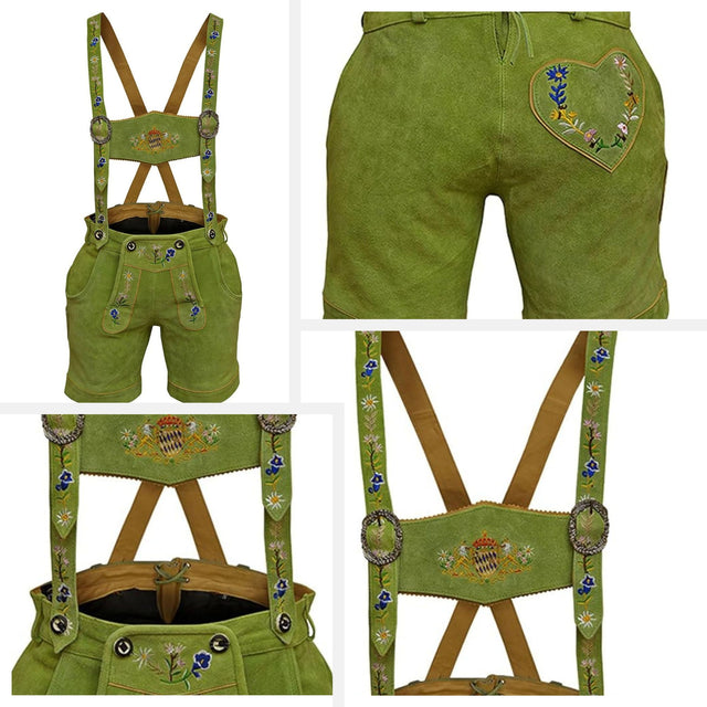Bavarian Women Lederhosen Suede Leather Short Oktoberfest