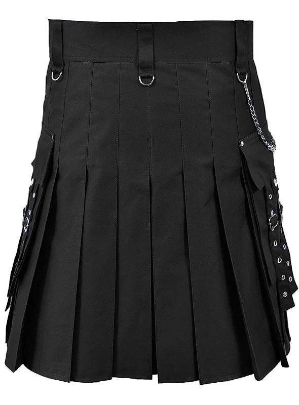 Scottish Utility Kilts for Men Linen Pleated Kilt Retro Gothic Kilt