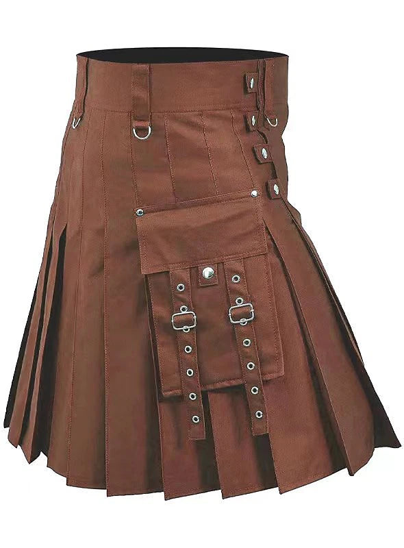 Scottish Utility Kilts for Men Linen Pleated Kilt Retro Gothic Kilt
