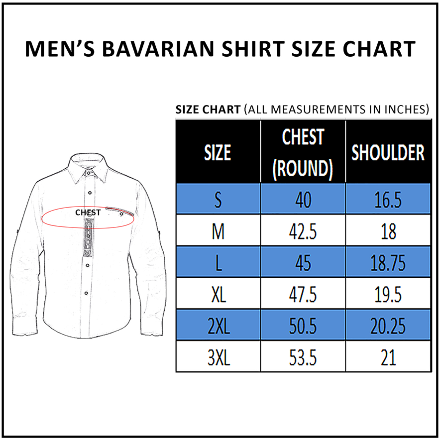Bavarian Shirt – White Checkered Embroidery Full-Sleeve Men’s Costume