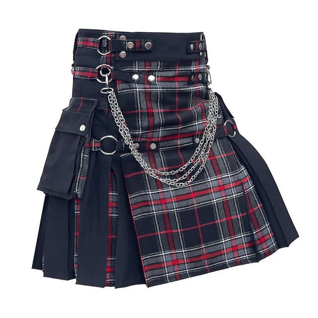 Men’s Scottish Gothic Utility Kilt | Spirit of Bruce Tartan Hybrid Kilt with Front Apron & Custom Multi-Tartan Options