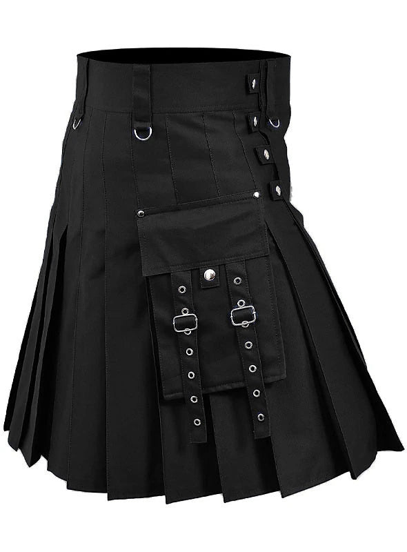 Scottish Utility Kilts for Men Linen Pleated Kilt Retro Gothic Kilt