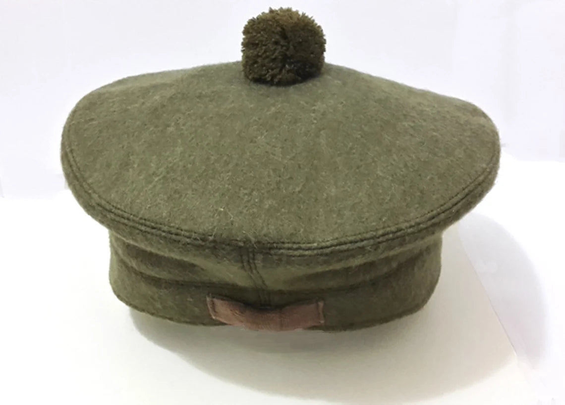 Green Scottish Tam O Shanter Hat Military Bonnet Beret Balmoral Army Cap Scott's Hat