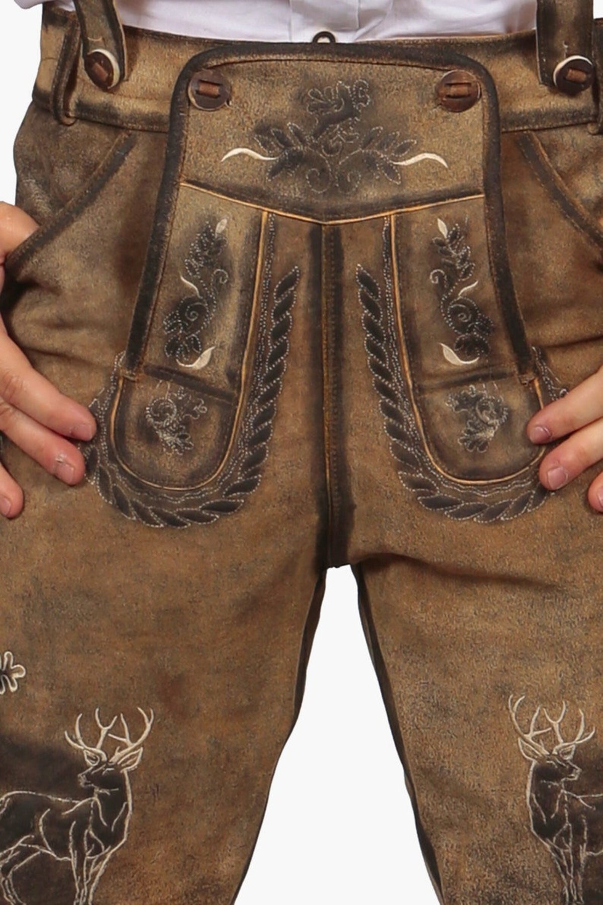 Trachten Short Lederhosen Shaded Wild Brown Leather Oktoberfest