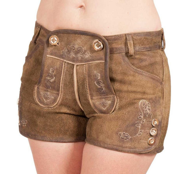 Lederhosen Women Trachten Short Lederhosen Shaded Wild Brown Leather Oktoberfest