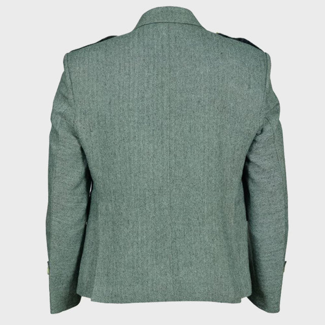 Green military-style jacket on a white background