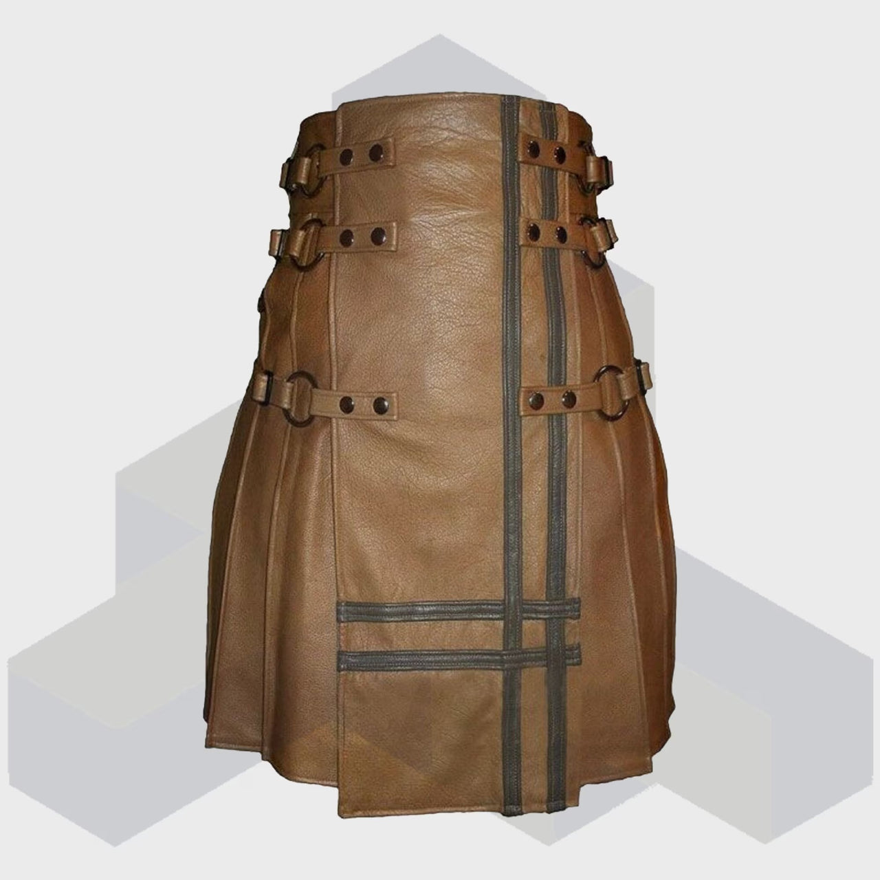 Brown Leather Kilt for Men – Removable Apron Utility Kilt | Scottish Fashion Kilts