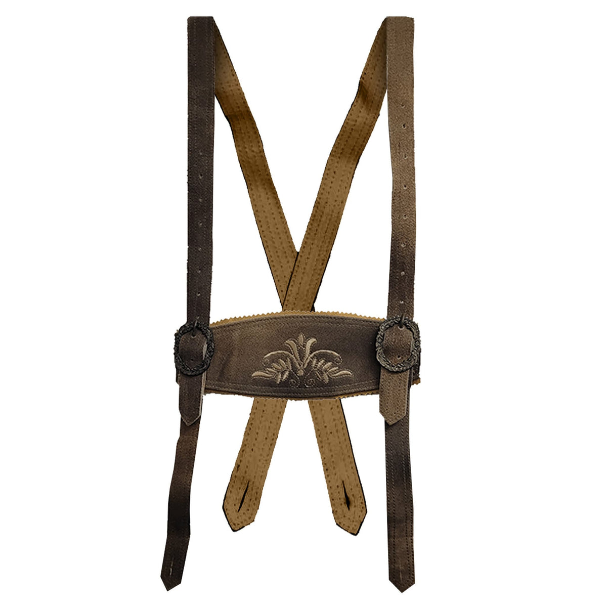 Antiqued Lederhosen Genuine Leather Suede Lederhosen Bavarian Traditional Men Short with Belt & Suspenders