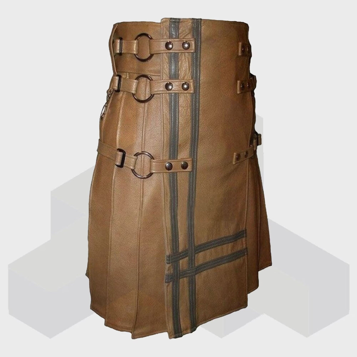 Brown Leather Kilt for Men – Removable Apron Utility Kilt | Scottish Fashion Kilts