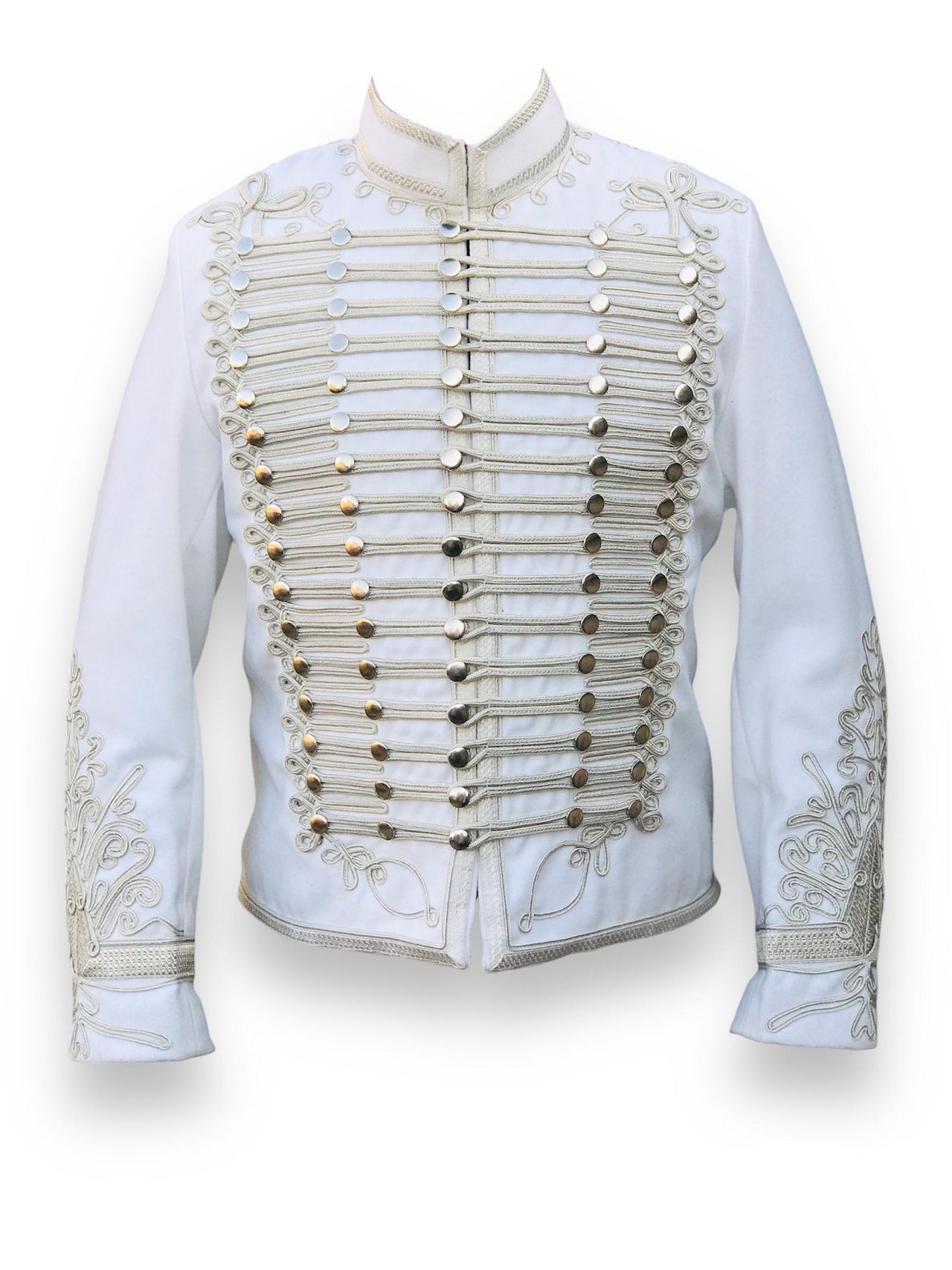 Napoleonic White Wool Military Jacket Steampunk Military Jacket Uniform Tunic Pelisse Handmade jacket