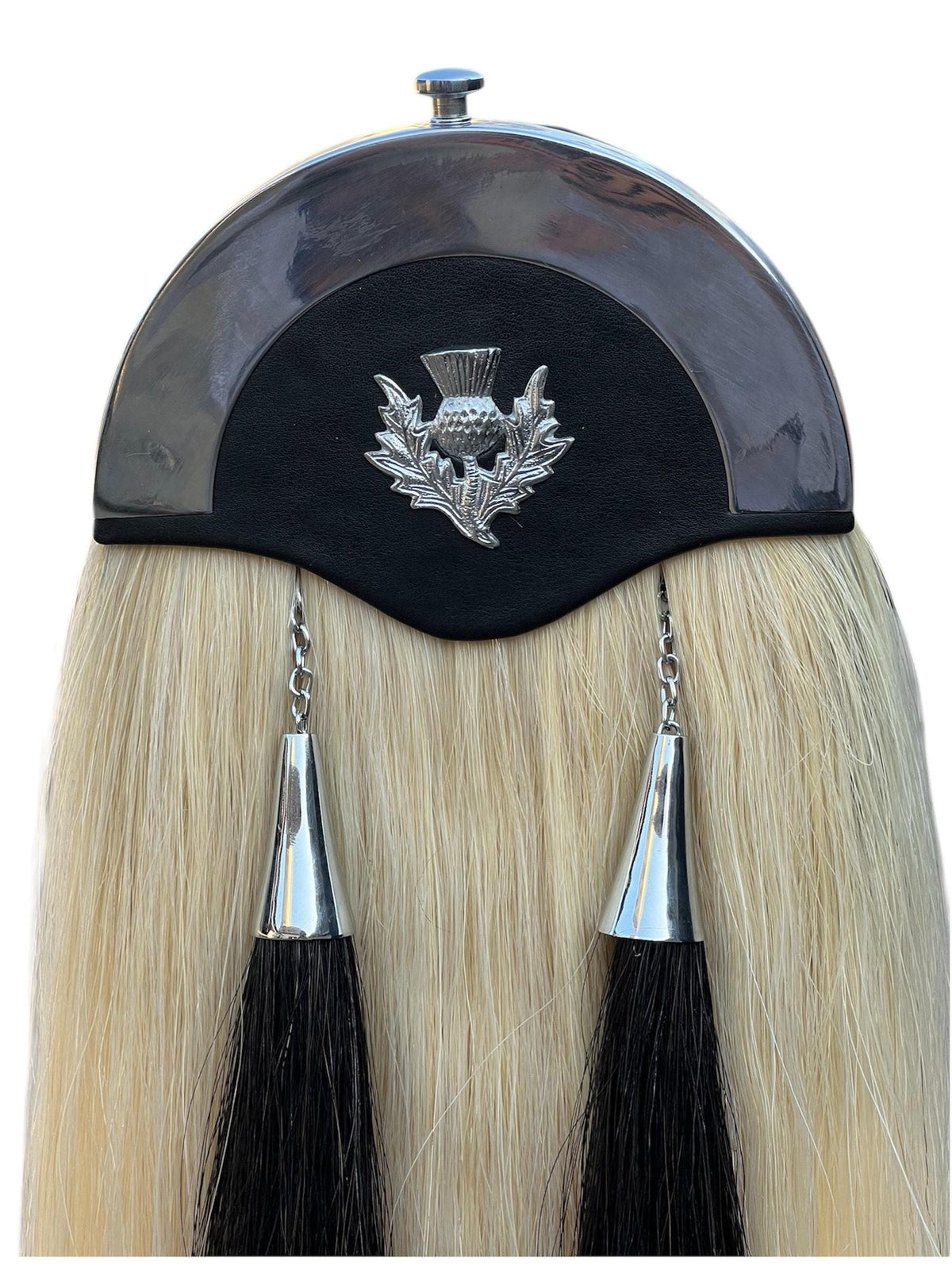 Scottish Highland Horse Hair Thistle Sporran Handmade Thistle Badge Sporran White Horse Hair Sporran Antique Sporran For Men's