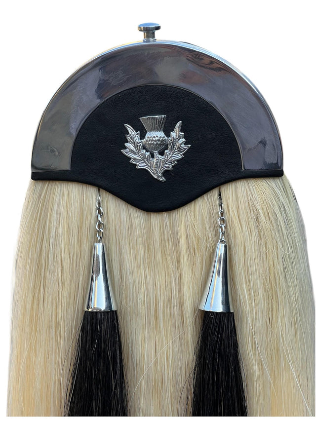Scottish Highland Horse Hair Thistle Sporran Handmade Thistle Badge Sporran White Horse Hair Sporran Antique Sporran For Men's