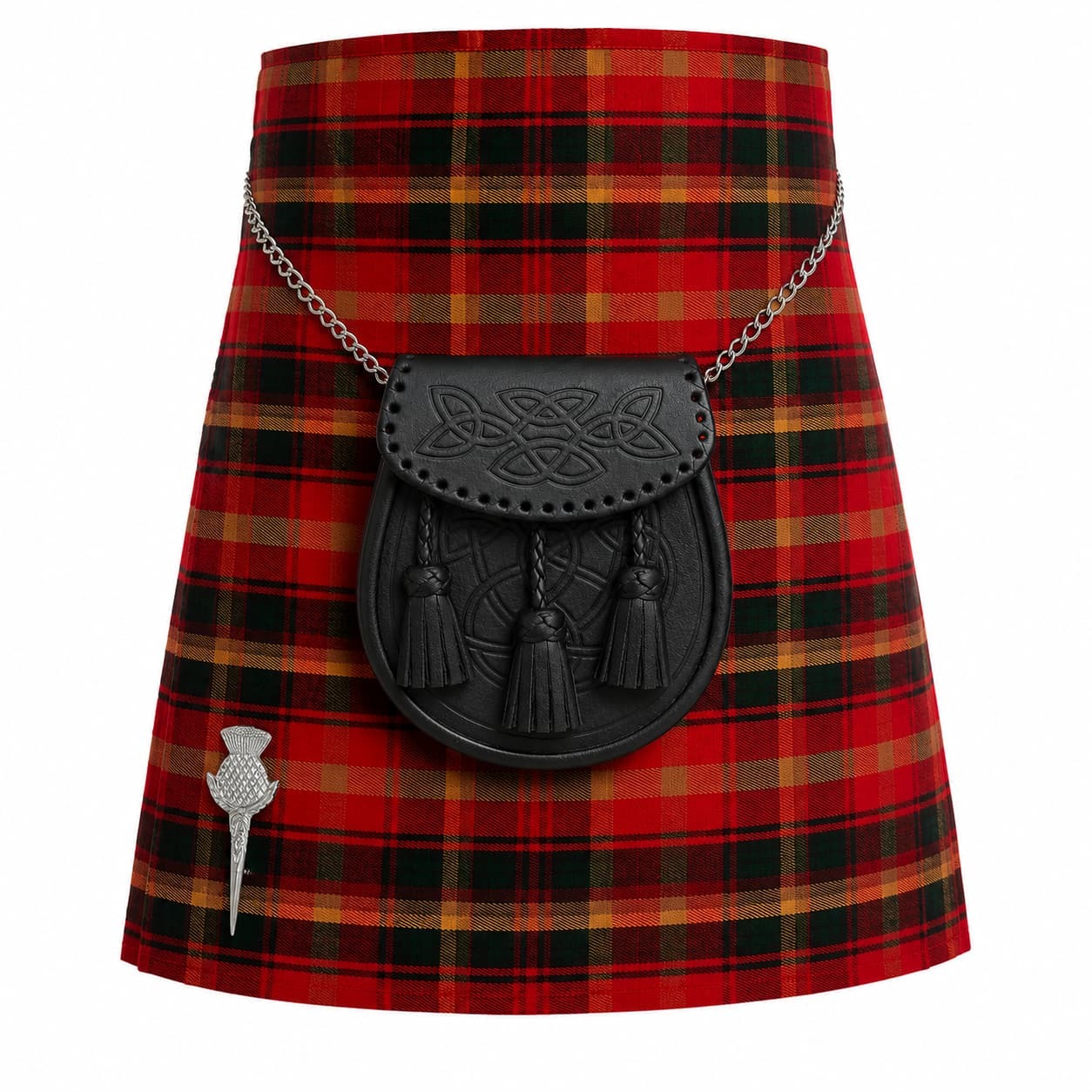 Maple Leaf Canadian Tartan Kilt Outfit Set – Traditional Scottish Highland Kilt with Sporran & Kilt Pin