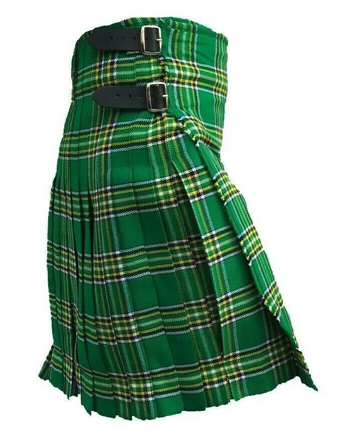 Scottish Irish Heritage Tartan Kilt – 8 Yard Traditional Acrylic Kilt with 24″ Drop for Highland Dress, Weddings & Ceilidh