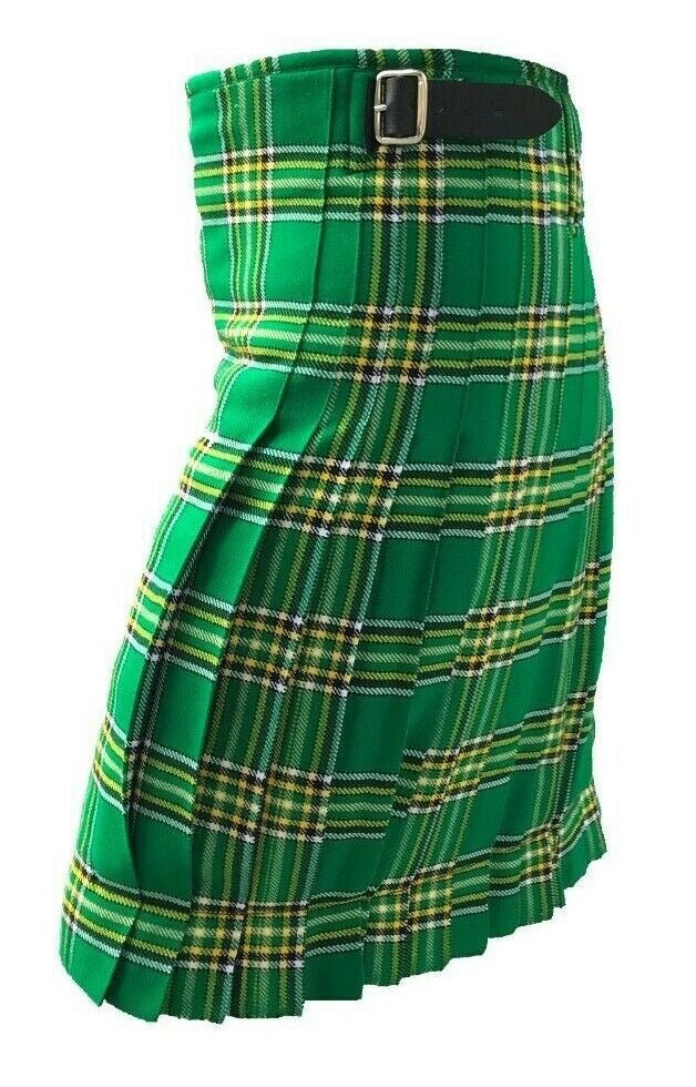 Scottish Irish Heritage Tartan Kilt – 8 Yard Traditional Acrylic Kilt with 24″ Drop for Highland Dress, Weddings & Ceilidh
