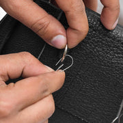 Handmade Scottish Highland Black Leather Semi Dress Sporran with Thistle Emblem & Chain Belt – Traditional Kilt Accessory