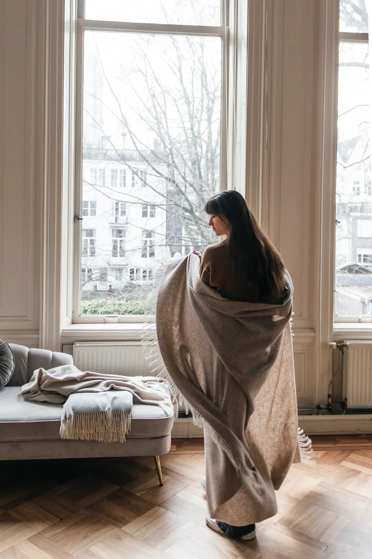 Merino & Cashmere Throw Blanket – Milano Brown – 200×140 cm – Luxury Sofa & Bed Throw – Made in Ukraine