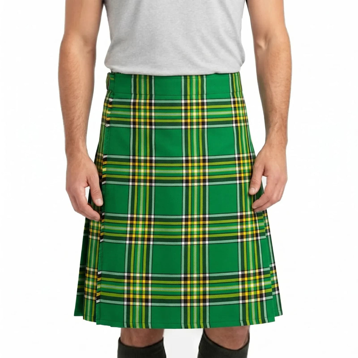 Irish Heritage Green Tartan 8-yard Kilt for Men – Traditional Scottish Plaid Kilt