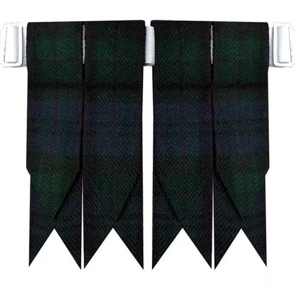 Black Watch Scottish Men's Traditional Highland Dress Tartan Kilt Outfit 9 Piece Set | Brown Jacobite Ghillie Shirt, Sporran & Belt