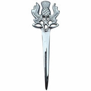 Silver thistle design decorative item on a white background