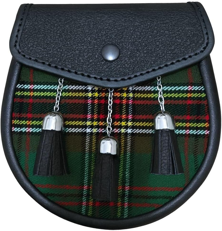 Tara Murphy Tartan Sporran Scottish Kilt Sporran with Chain Belt, Highland Dress Accessory, Traditional Daywear Sporran with 3 Tassels