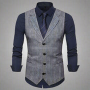Men's suit vest with plaid pattern over a navy shirt on a white background, branded 'FAVOCENT'.