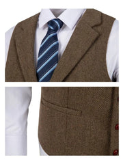 Men's Slim-Fit Vintage V-Neck Sleeveless Business Vest – All-Season Formal Waistcoat