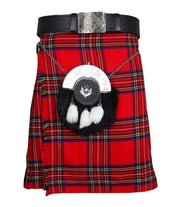 Royal Stewart Scottish Tartan Kilt Outfit for Men – 9 Piece Traditional Highland Dress Set with Sporran, Belt & Accessories