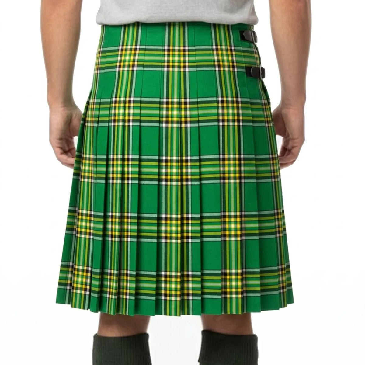 Irish Heritage Green Tartan 8-yard Kilt for Men – Traditional Scottish Plaid Kilt