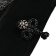 Men’s Black Gothic Victorian Coat – Brocade Tailcoat with Velvet Trim
