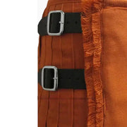 Men's Orange Scottish 8-yard Kilt – Traditional Highland Pleated Kilt with Leather Buckle Straps