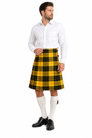 MacLeod of Lewis Tartan Kilt in bold yellow and black tartan with traditional pleated design Model 