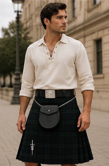 Black Watch Scottish Men's Traditional Highland Dress Tartan Kilt