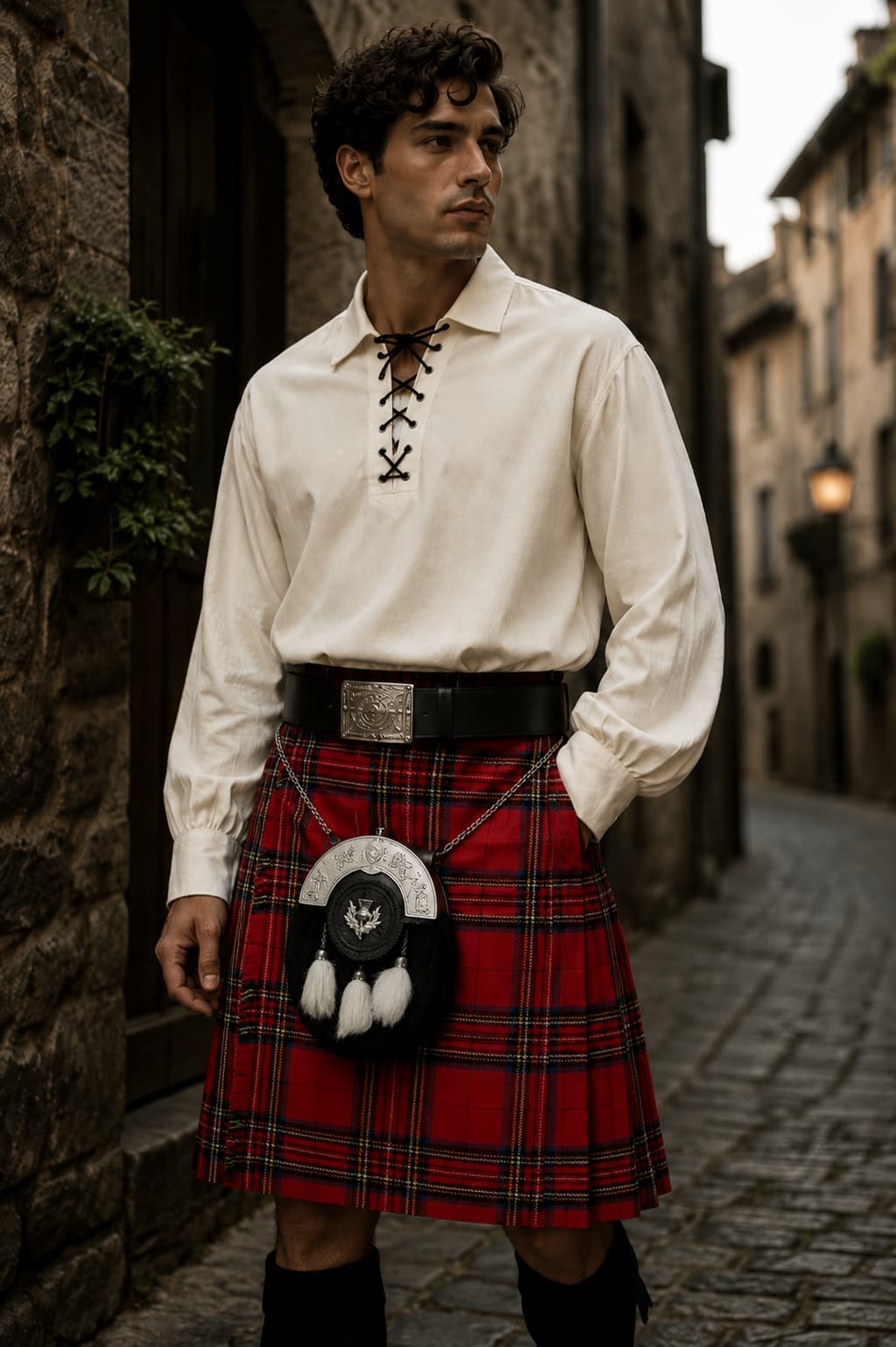 Royal Stewart Tartan Kilt for Men – Traditional Scottish Highland Plaid Kilt with Sporran & Belt | Premium Red Tartan Utility Kilt