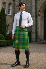 Irish Heritage Green Tartan 8-yard Kilt for Men – Traditional Scottish Plaid Kilt