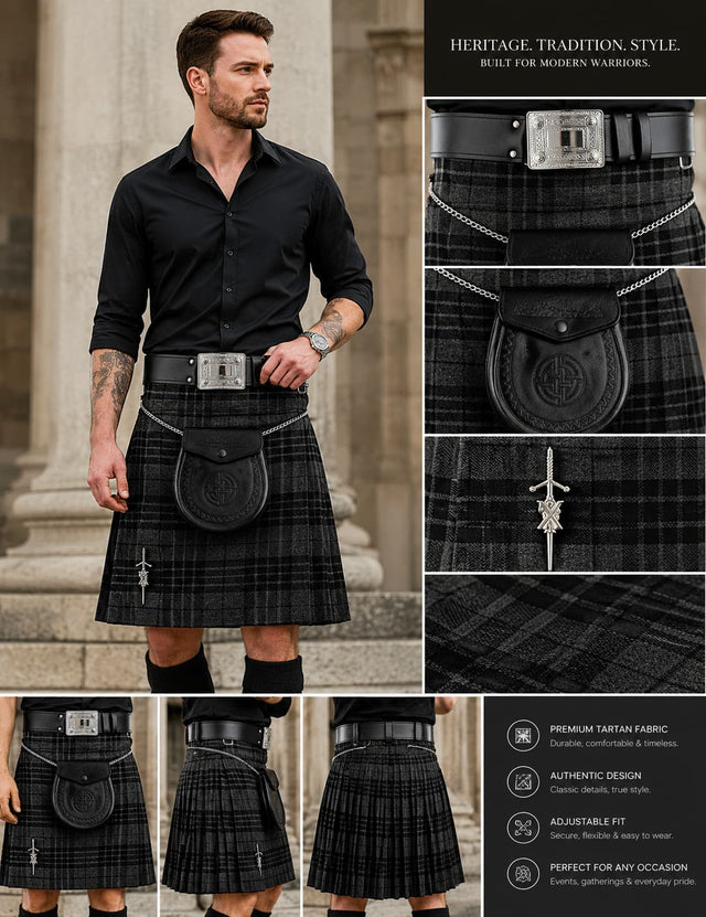 Black Watch Tartan Utility Kilt – Traditional Style with Modern Comfort