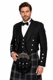 Black Rabbit Fur Full Dress Kilt Sporran with Highland Cow Cantle | Traditional Scottish Sporran