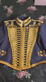 1900s Captain Hussar Military Jacket Men Victorian Civil War Officer Uniform Napoleonic Parade Coat Gothic Costume