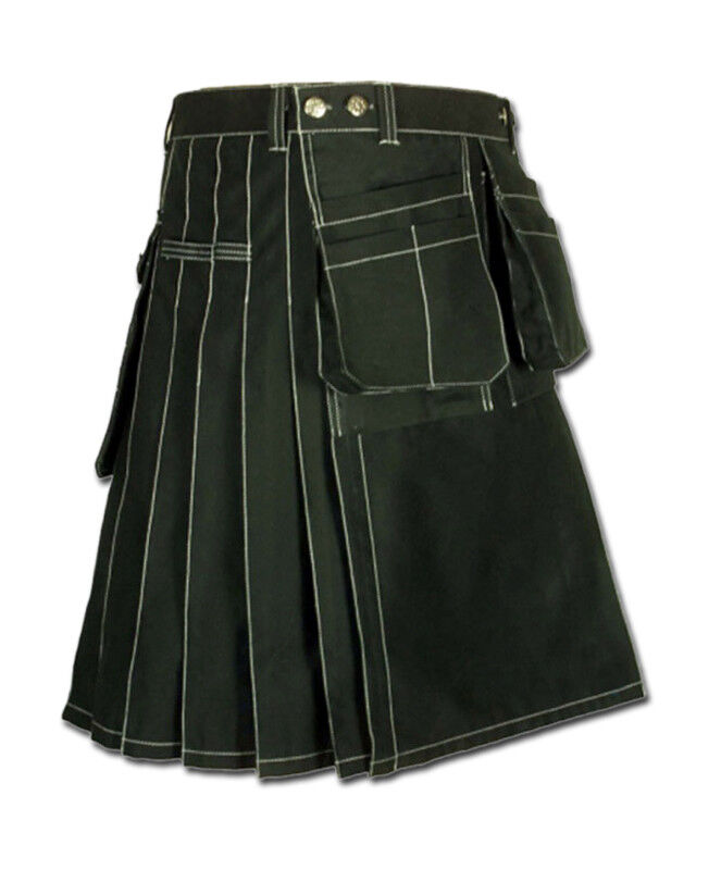 Black Work Wear Utility Kilt Working Men Multi Pocktes