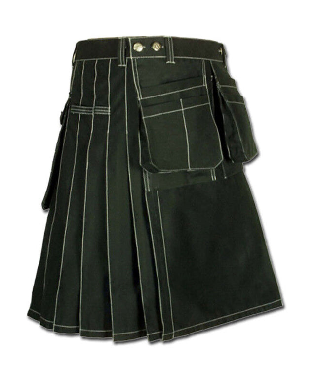 Black Work Wear Utility Kilt Working Men Multi Pocktes