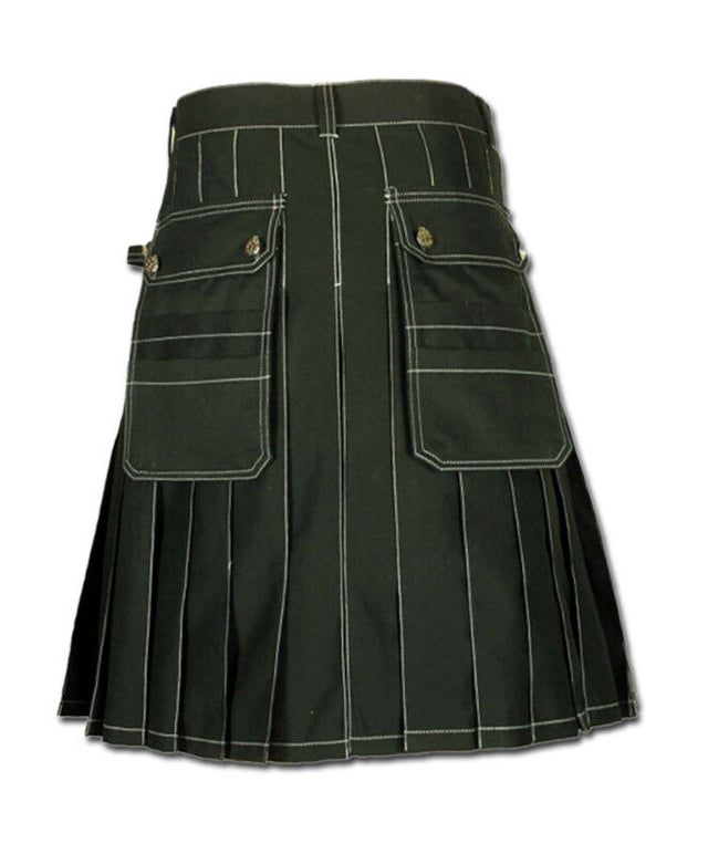 Black Work Wear Utility Kilt Working Men Multi Pocktes