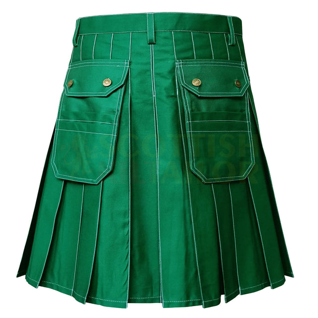 Green Handmade Utility Kilt Work wear Utility kilt for Working Men