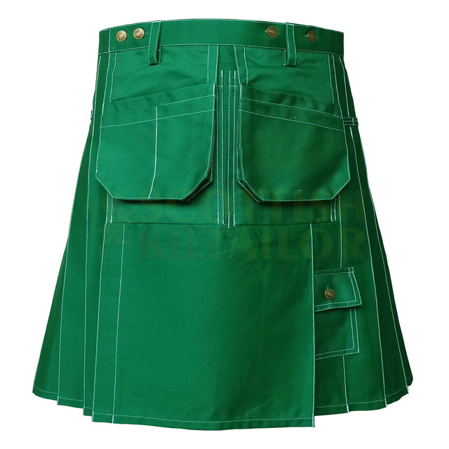 Green Handmade Utility Kilt Work wear Utility kilt for Working Men