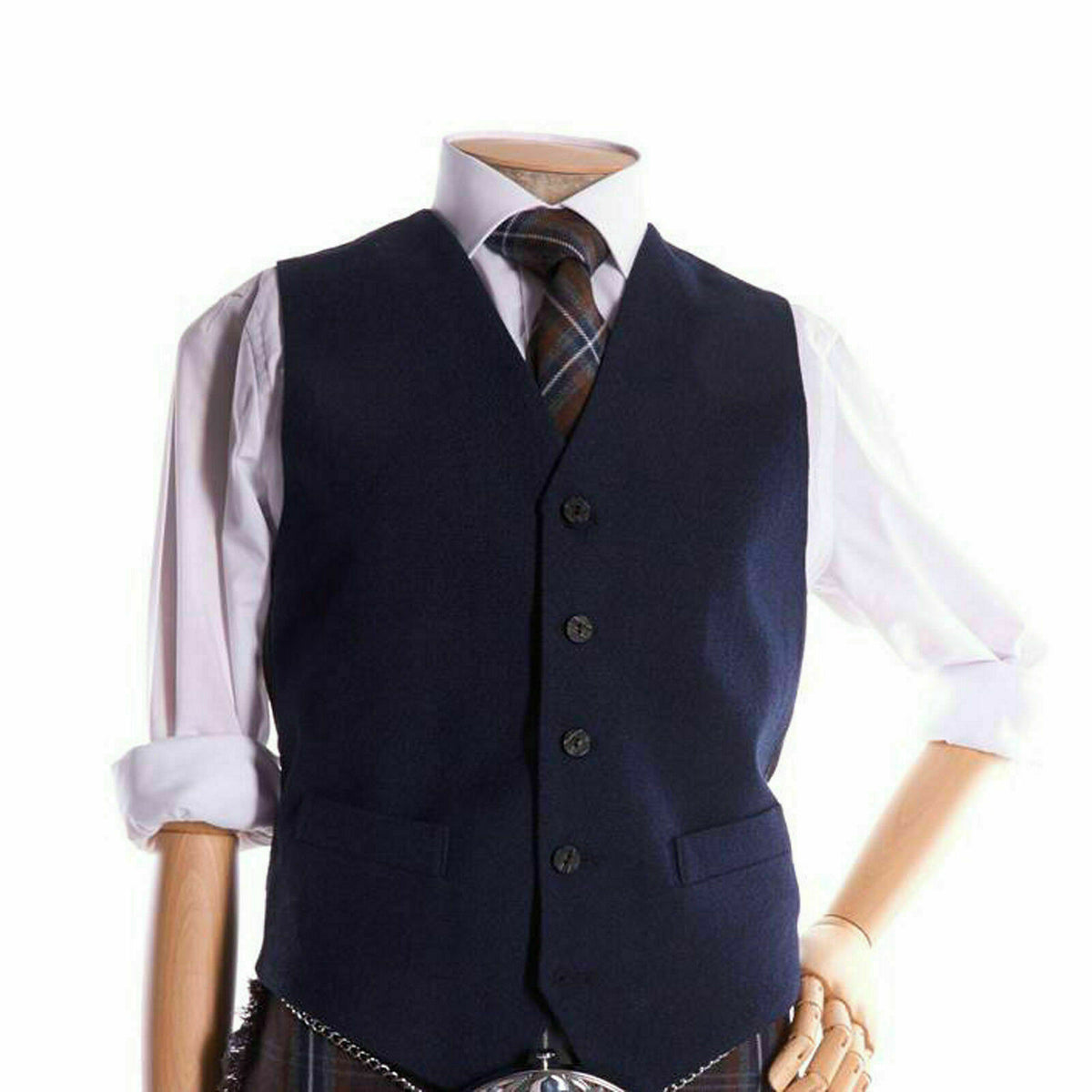 Navy Blue Wool Argyle kilt Jacket & Waistcoat/Vest, Scottish Argyle Jacket