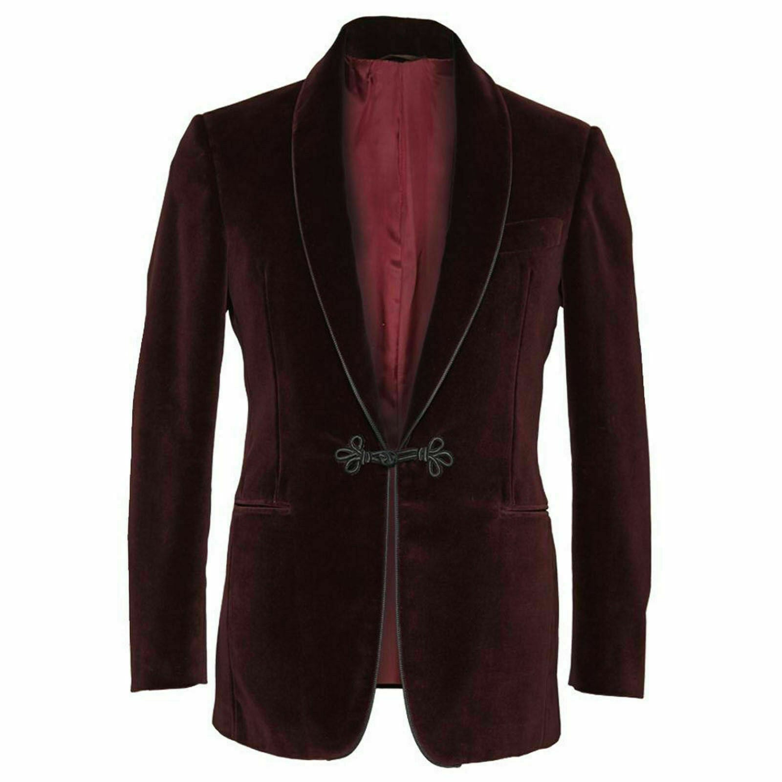 Men Burgundy Smoking Jacket Designer Wedding Groom Dinner Party Blazer Coat